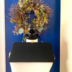 Women’s Vintage Black Satin Clutch/Evening Purse with Gold Tone Clasp